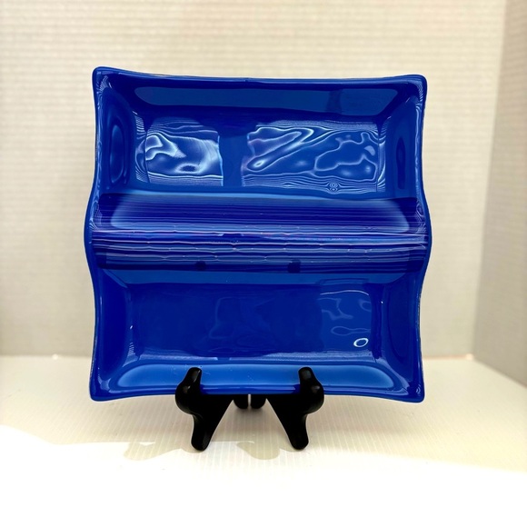 Vivian Sterns Kohler Other - Cobalt Blue Fused Glass Catch All -trinket Plate Dish Signed By Artist